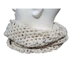 Women's Hipster Infinity Scarf Handmade Cowl Cream Tweed Hiking Vegan Acrylic OS